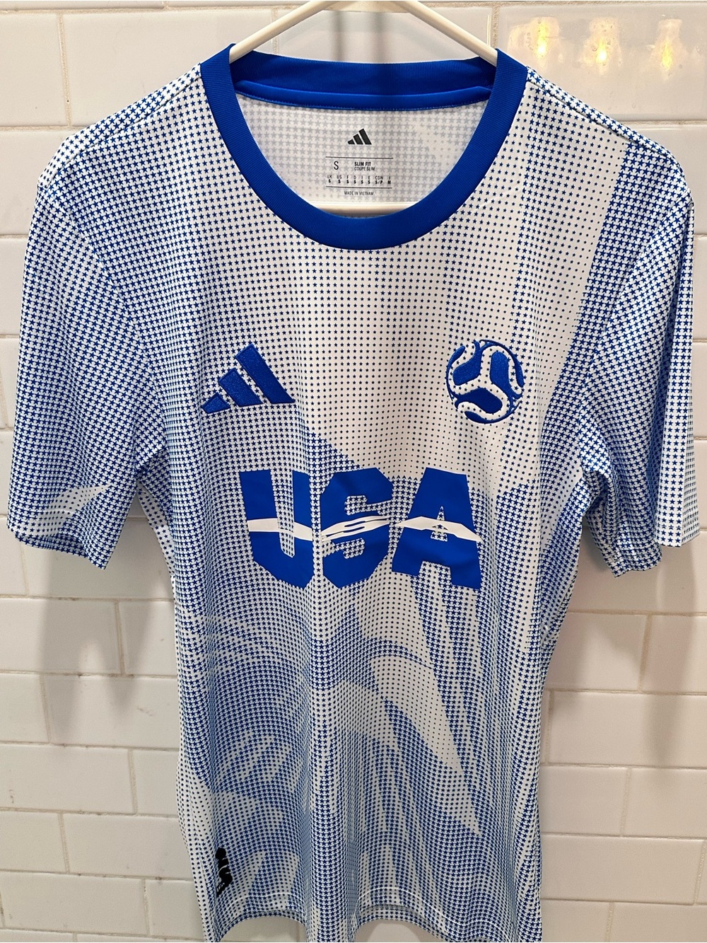 adidas White and Blue USA Soccer Jersey